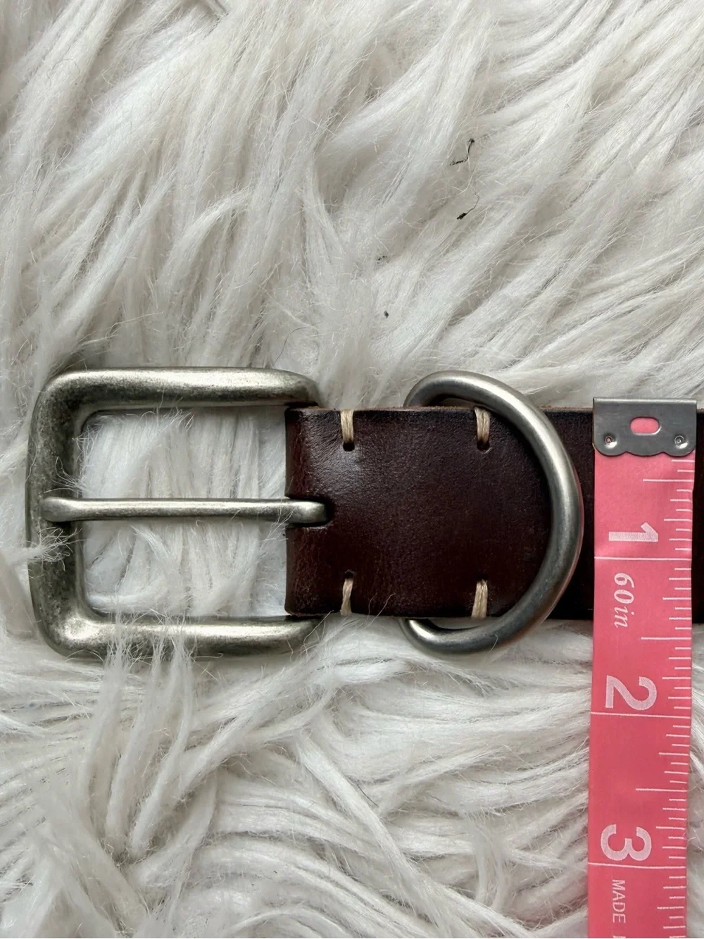 Lucky Brand Brown Leather D-Ring Belt Size 38 Western Cowboy Silver Tone NWT